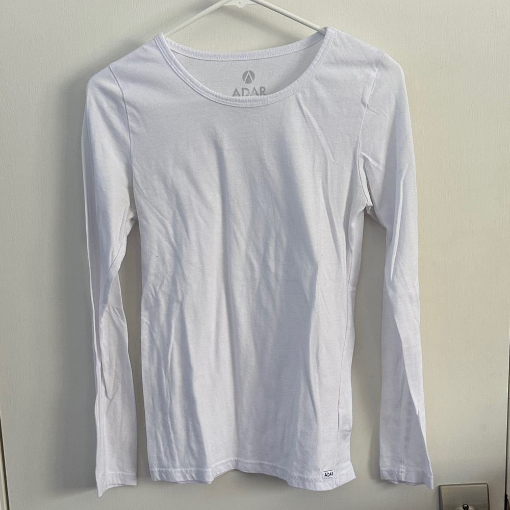 Adar Women's White Long Sleeve Underscrub Tee